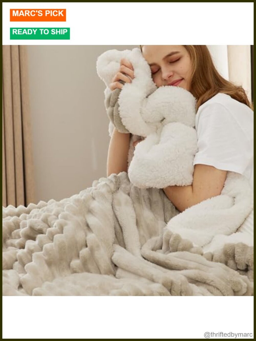 Soft Sherpa Blanket Striped Reversible Warm Queen 90x90